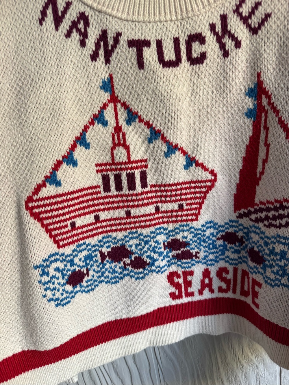 Maeve by Anthropologie Graphic Cable-Knit Sweater Seaside Nantucket Sz:S - Picture 5 of 14